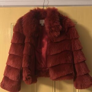 Forever 21 fox faux coat size small only $35